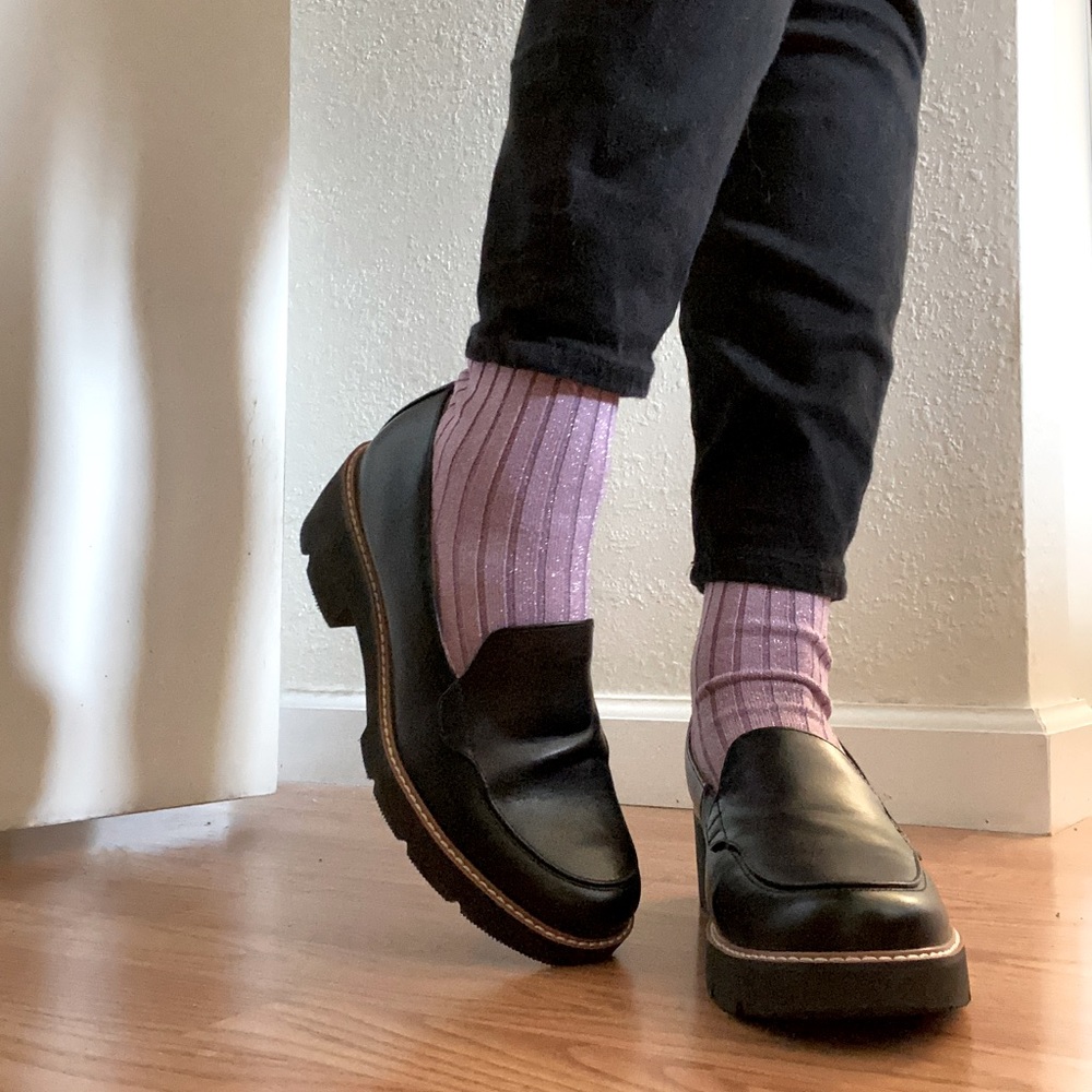 Naturalizer Cabaret Loafer in Black (vegan leather) Lite Series lug sole loafer